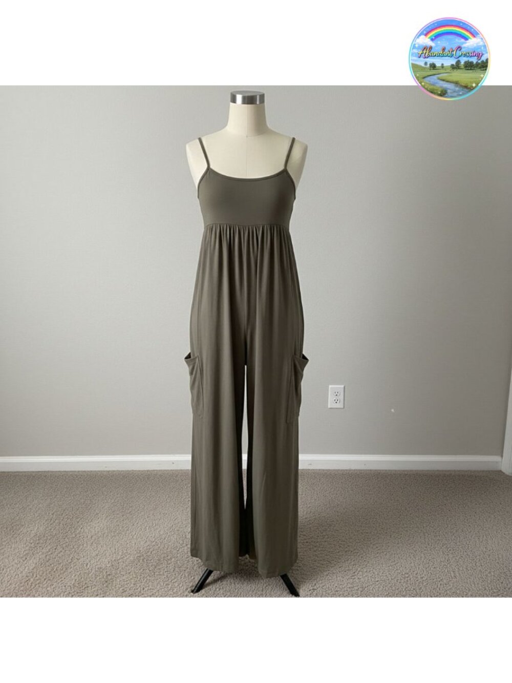 Women's One Piece Jumpsuit Spaghetti Strap Wide Leg Romper Pockets